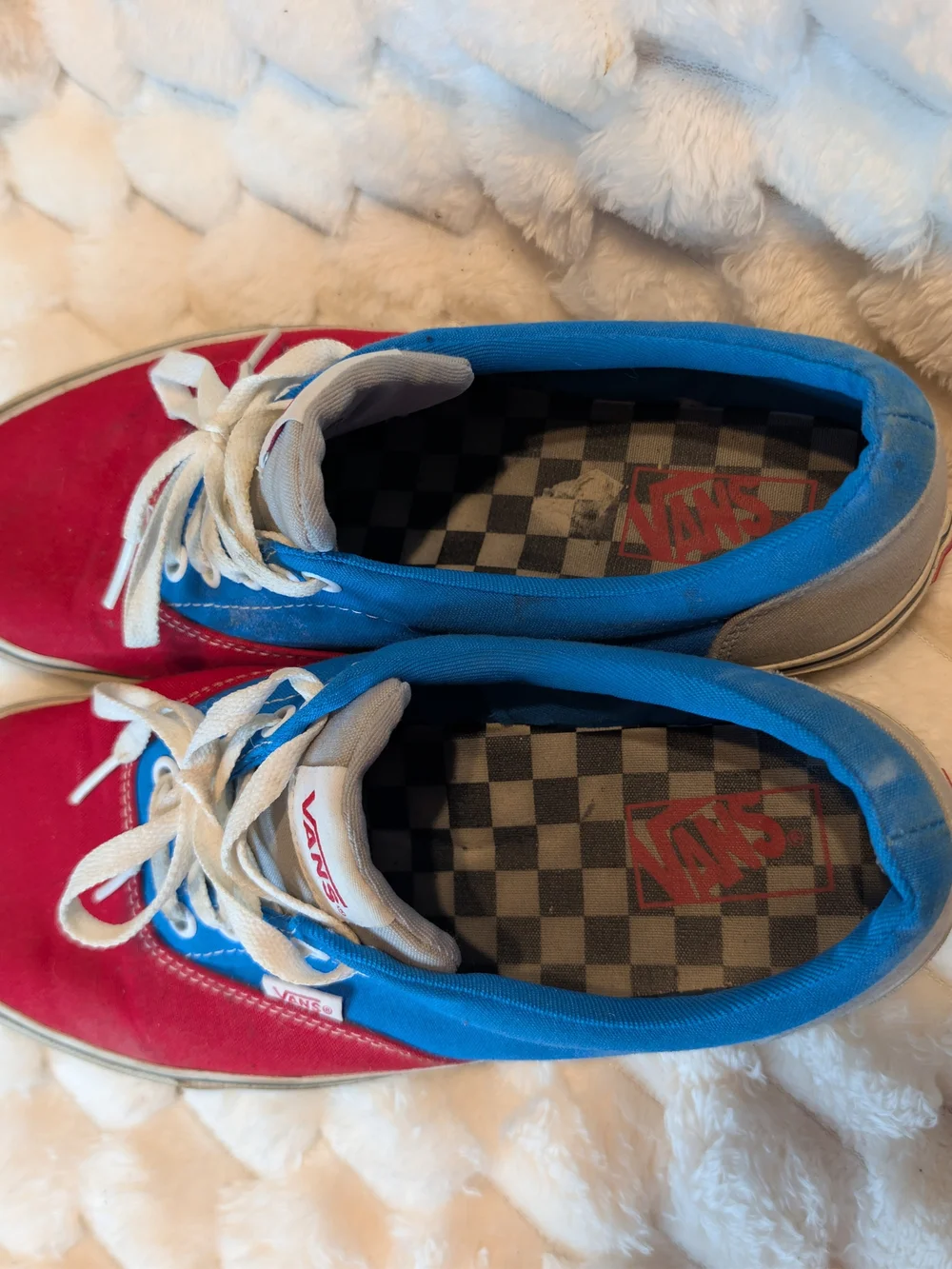 Vans Era Red Blue Colorblock Canvas Low Top Skate Shoes Men's Size 10